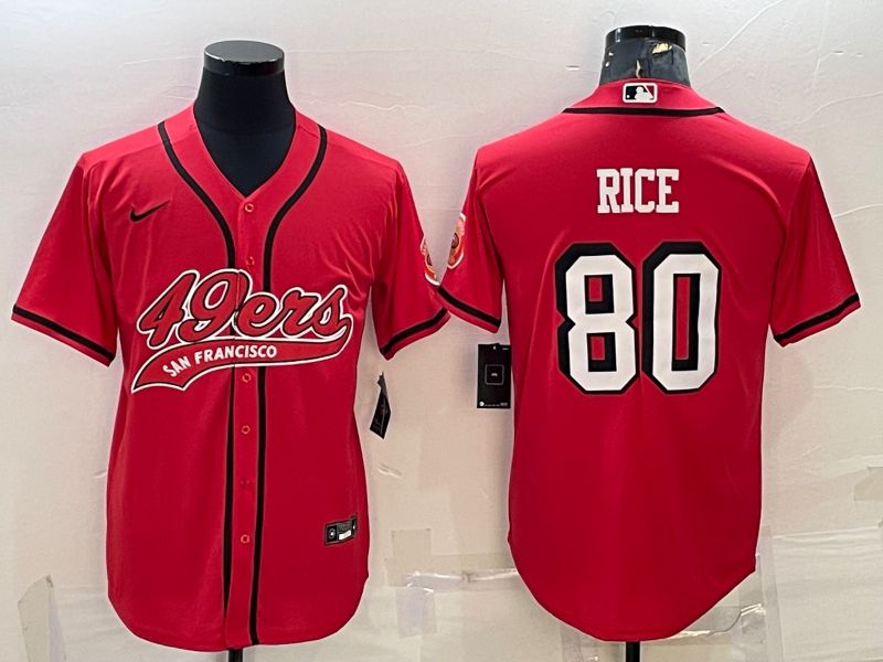 Men San Francisco 49ers #80 Rice Red 2022 Nike Co branded NFL Jerseys
